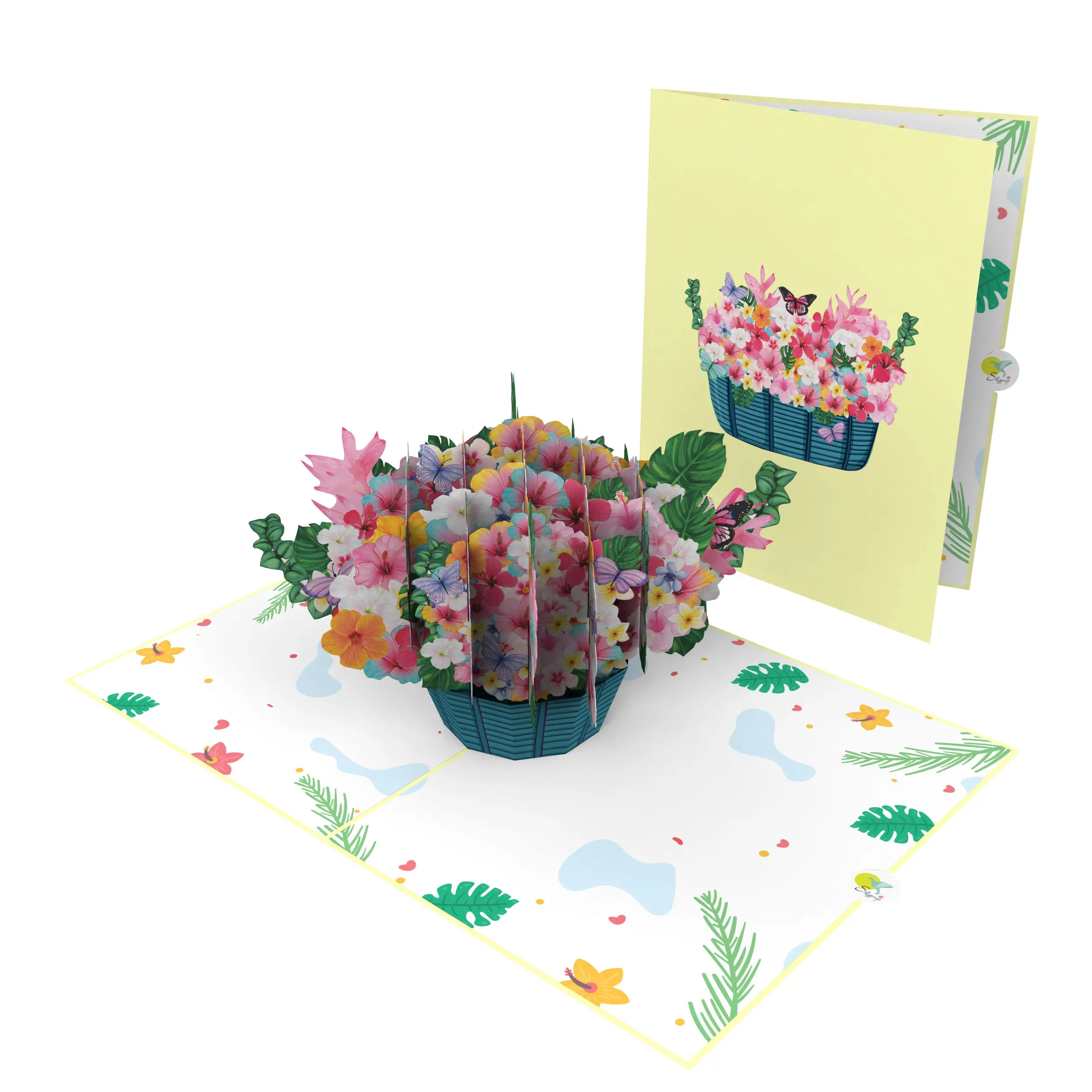 Довольно симпатичная корзина гибискуса 3D всплывающая открытка горячая Распродажа значимая открытка на день рождения 3D открытка ручной работы лазерная резка бумаги