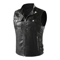 Veste de moto décontractée pour homme, coupe slim, en coton, respirante, sans manches, avec boucle métallique, pour l'hiver