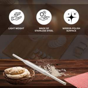 Rodillo de acero inoxidable con logotipo personalizado al por mayor, rodillo de metal liso, accesorios, herramienta, rodillo para hornear pasta, pizza, masa - Product Image 5