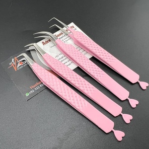 Sợi tip Lash nhíp nhãn hiệu riêng 90 độ mỏng Khởi động mềm bé hồng tim lông mi mở rộng nhíp biểu tượng tùy chỉnh Tweezer - Product Image 2