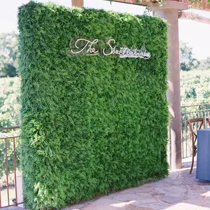 P170 20 "x 20" finto pannello di bambù sintetico con fiore bianco erba artificiale parete sfondo di piante per la decorazione della casa