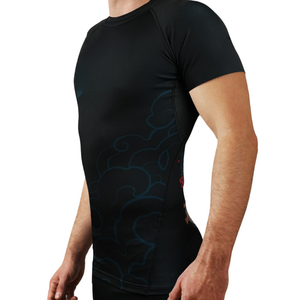 Ultra-Stretch Black Short-Sleeved <b>Rash</b> <b>Guard</b> Ultimate Training Wear for New Martial Arts and UFC Fighting - Product Image 6
