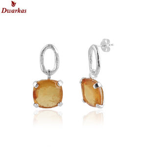 Boucles d'oreilles classiques en argent sterling 925 avec doublet de citrine et quartz, vente en gros, en stock, prix bas - Product Image 1