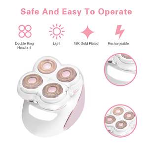 Rasoir électrique rechargeable pour femme, épilateur bikini indolore, tondeuse sans fil à double lame rose - Lavable - Product Image 3