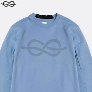 Sudadera de lana elevada en diagonal, cuello acanalado, puños y dobladillo, sudadera de algodón, bolsillo con cremallera en el brazo izquierdo, sudadera - Product Image 2