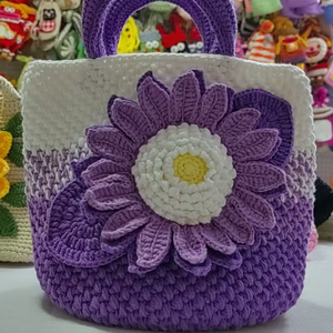 Venta al por Mayor de Fábrica, Bolso de Hombro de Ganchillo Hecho a Mano de Alta Calidad, Moderno, con Diseño de Girasol, Regalo para Navidad, Año Nuevo y San Valentín 2025 - Product Image 3