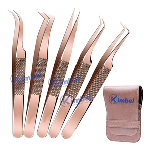 Vente en gros de pincettes d'extension de cils professionnelles, en acier inoxydable, courbées et solides - Product Image 3