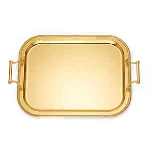 Bandeja de Servicio Dorada Clásica y Moderna con Asa, Bandeja de Acero Inoxidable Apta para Lavavajillas, Platos para Cocina, Bodas y Restaurantes - Product Image 4