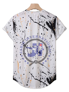 Nuevas camisetas de moda para hombre de longitud larga de algodón liso Extra largo dobladillo curvo Scoop Bottom Tie Dye ropa informal - Product Image 2