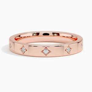 Anillo AURA LUXURIA Elara con Diamante de Laboratorio de 3mm, Certificado IGI, Forma Redonda, 10 Piedras Laterales, Engaste de Garras, Oro Rosa de 14K, para Mujer - Product Image 1