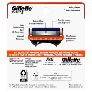 Recharges de lames de rasoir Gillette Fusion5 pour hommes, 8 recharges de lames de rasoir - Product Image 3