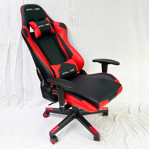 SFGC006 Black Red PU Leather Contemporary Design <b>Gaming</b> Chair 4D Extendable Adjustable Height Revolving Massage Function Foam - Product Image 2