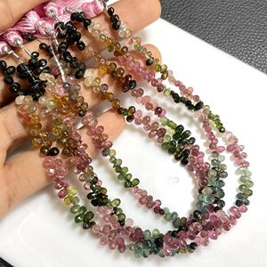 Cuentas de Briolette con forma de lágrima de piedras preciosas naturales al por mayor, cuentas de piedra facetada de turmalina múltiple para joyería - Product Image 2