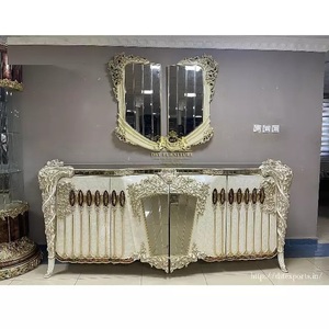 Juego de mesa con consola y muebles tallados en plata, mesa de lujo con diseño indio para comedor - Product Image 1