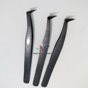 Pinzas de extensión de pestañas de plasma negro de metal con punta de fibra de nanotecnología Acero inoxidable sostenible - Product Image 1