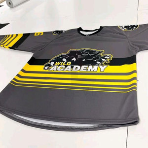 Maillot de hockey sur glace en maille confortable respirant avec manches longues couleur et taille personnalisées pour hommes maillot de hockey sur glace en gros - Product Image 1