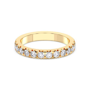 Anillo de banda de eternidad de corte redondo de diamante cultivado en laboratorio de 0,60 quilates en oro macizo de 10K/14K/18K con chapado en oro de quilates/1 K - Product Image 3