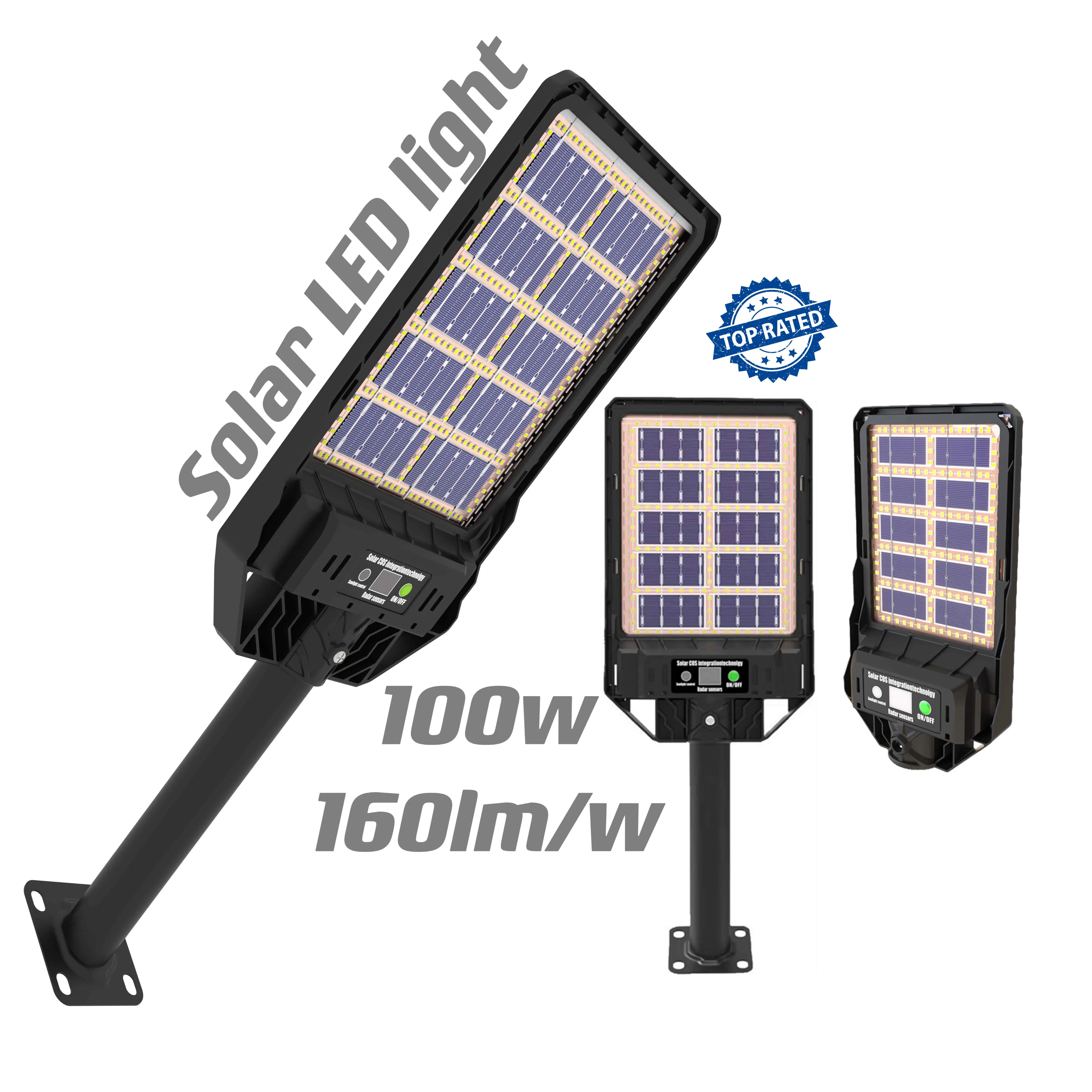 Luce solare a led ip65 batteria al litio all'aperto tutto In uno controllo impermeabile pannello solare a led luce solare stradale
