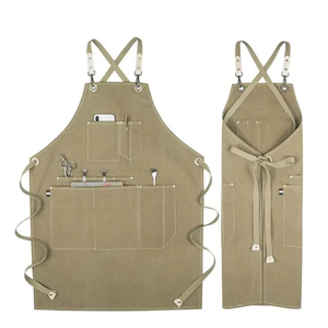Heavy Duty Cotton Canvas Chef <b>Apron</b> Large <b>Cross</b> <b>Back</b> Pockets Adjustable Work Bib for Men and Women for Cleaning - Product Image 3