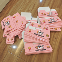 Boîte d'emballage personnalisée rose pour poulet, boîte alimentaire en papier à emporter pour ailes de poulet frites, restaurant de restauration rapide avec poignée