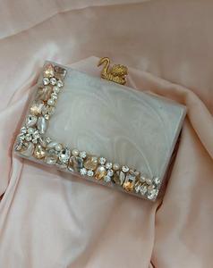 Bolso de mano negro para fiesta con piedra pesada, resina de imitación, Perla chapada en oro, bolso con abalorio de mariposa Vintage para boda de mujer - Product Image 6