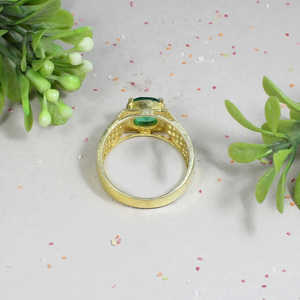 Vente en gros de bague unisexe en argent sterling 925 avec émeraude synthétique plaquée rhodium grappe de pierres précieuses bijoux fins technologie de réglage élégant - Product Image 6