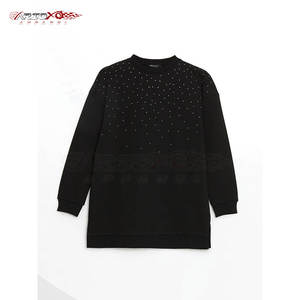 Sudadera con diamantes de imitación ostentosos para mujer con estilo glam y sudadera con detalles de diamantes de imitación de tela interior suave - Product Image 4