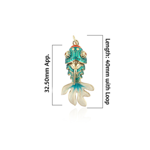 สีเขียว Cloisonne เคลือบจี้ปลาคราฟท์เครื่องประดับฤดูร้อนจี้เสน่ห์ของมหาสมุทรจี้รูปสัตว์น่ารักสำหรับทำสร้อยคอ - Product Image 2