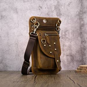 ALW alta calidad cuero genuino motocicleta riñonera muslo caída pierna bolsa para hombres mujeres - Product Image 1