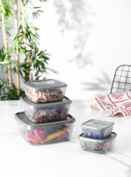 Ensemble de 3 contenants carrés hermétiques en plastique PP sans BPA, multifonctionnels, modernes, pour épices, avec couvercles, 900 ml, 1,5 L, 2,5 L