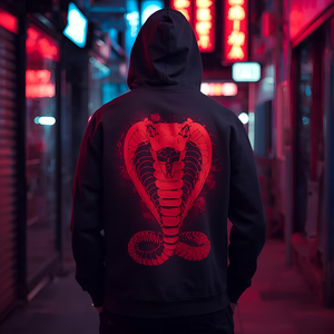 Sudadera con Capucha de Forro Polar Bordada con Gráfico de Cobra Roja para Invierno, con Estampado Audaz y Opciones OEM/ODM - Product Image 5