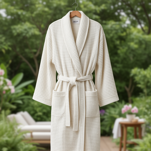 เสื้อคลุมอาบน้ำผ้าเทอร์รี่ออร์แกนิค GOTS สำหรับทุกเพศ 450 GSM คอปกแบบ Shawl ไม่ย้อมสี เหมาะสำหรับสปา - Product Image 4