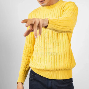 Suéteres informales de punto ajustados para hombre, suéter de cuello redondo de invierno transpirable grueso cómodo para hombre - Product Image 5