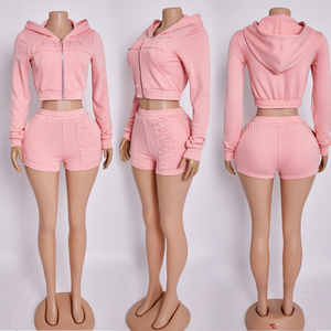 Ensemble 2 pièces personnalisé pour homme : sweat à capuche et short d'hiver avec motif imprimé, mélange de coton brodé, veste courte style streetwear - Product Image 1