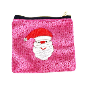 Monedero Bordado Elegante con Diseño Navideño de Cuentas de Semilla, Monedero Bordado con Cuentas de Semilla con Temática Navideña, Monedero con Cuentas - Product Image 3