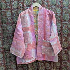 แจ็กเก็ต Kantha พื้นเมืองของผู้หญิงแจ็กเก็ตหนังสไตล์วินเทจทำด้วยมือ - Product Image 1