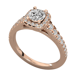 Anillo de Compromiso con Halo Cuadrado y Diamante Redondo - Product Image 2