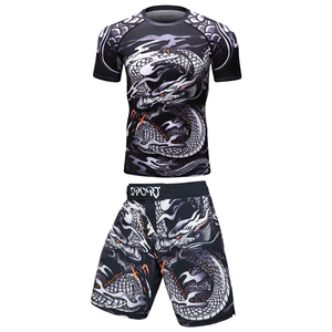 T-shirt de compression MMA Jiu Jitsu Rashguard pour hommes, tenue de sport de kickboxing, T-shirt MMA, short de Muay Thai, ensemble de boxe Rash - Product Image 3
