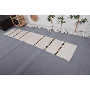 Alfombra turca Vintage moderna de 1,7x8,8 pies, diseño clásico a rayas blancas y negras para dormitorio, retazos rectangulares de látex de lana de 10mm - Product Image 3