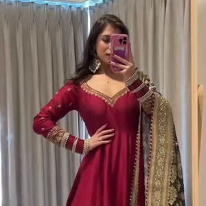 Hermoso Diseño Indio Pakistaní, Anarkali de Microalgodón, Estampado Digital Elegante, Ropa Tradicional Informal para Mujer, para Fiestas y Bodas - Product Image 2