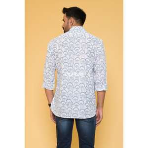 Camisas de hombre de algodón, ropa de playa blanca camisas de verano bloque de algodón impreso diseñador Boho hippie casual ropa formal Camisa de algodón - Product Image 5