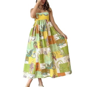 Vestido Midi de Algodón Tejido a Mano Estilo Boho Indio, Regalo de Boda Personalizado para Novia, Ropa Casual de Verano, Estampado Animal, Dulce para Mujer - Product Image 4