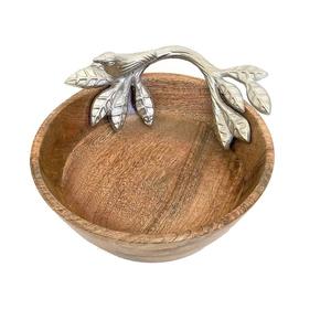 Bol de service en bois de meilleure qualité, ustensiles de cuisine uniques, décoratif en bois d'acacia, en acier inoxydable, design de poignée de rêne - Product Image 4