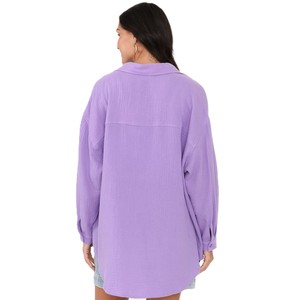 Camicette in cotone comode da <span class=keywords><strong>donna</strong></span> vestibilità estiva ampia per la stagione autunnale in tinta unita con tecnica tinta unita prezzo all'ingrosso - Product Image 4