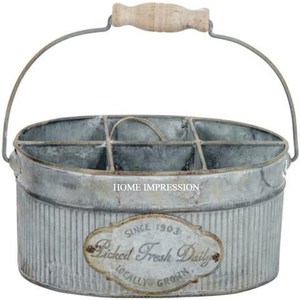 Multi Purpose Galvanized Metal <b>Caddy</b> for Kitchen Utensils and Cutlery Organizer Best Selling Tabletop Storage and Organization - Product Image 5