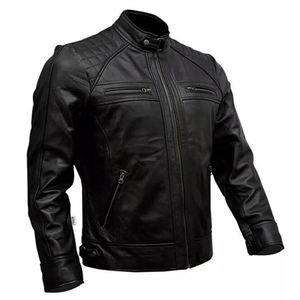 Blouson de course blindé en cuir de vachette véritable respirant à la mode noir unisexe Protections de course CE - Product Image 2