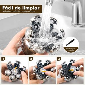 Kit de Afeitadora Eléctrica Rotativa para Hombre 6 en 1, Afeitadora de Cabeza con 7 Cuchillas, Pantalla LED, Uso en Seco y Húmedo, Resistente al Agua IPX7, Repuestos de Afeitado - Product Image 3