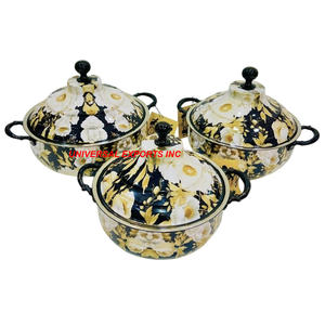 Flor Meena diseño Hotpot forma redonda cazuela decorativa hecha a mano Venta caliente lujo nuevo calentador de alimentos de Metal - Product Image 3