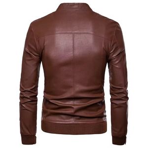 Plain Dyed Canvas Men's <b>Winter</b> <b>Leather</b> <b>Jackets</b> Breathable Windproof Hooded Stand Collar Front Logo Low MOQ Customized Sizes - Product Image 3