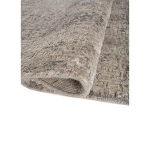 Tapis noué à la main en laine et soie de bambou à motifs abstraits Uvenuti gris et noir - LRB-1502 pour usage domestique - Product Image 2